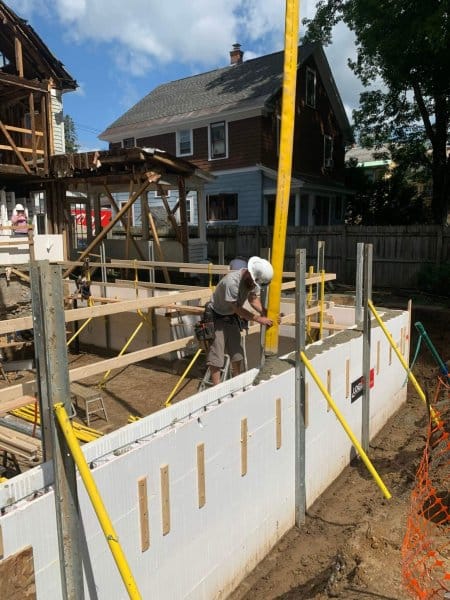 Concrete pour with Logix ICF Foundation