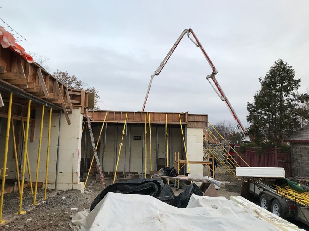 ICF Roof System Being Poured