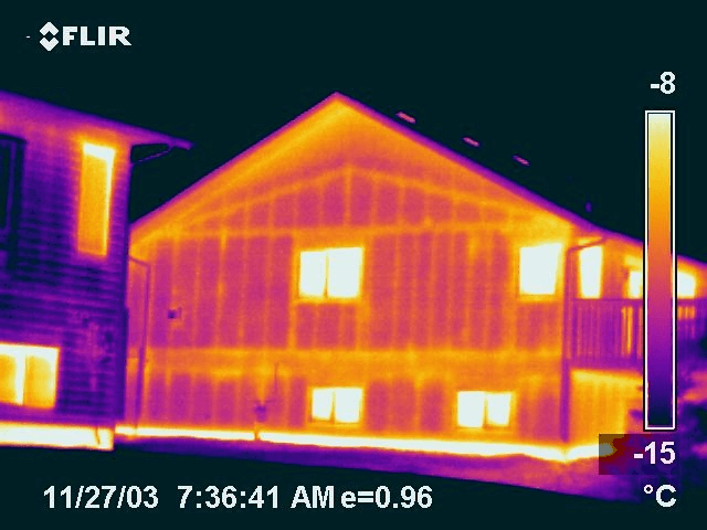 Thermal Image of a Wood-Frame House