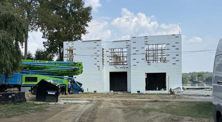 This project is in Louisville Kentucky and is using both preformed and site-assembled blocks.  A true hybrid ICF project