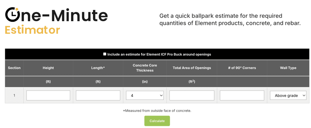 Element ICF One Minute Estimator