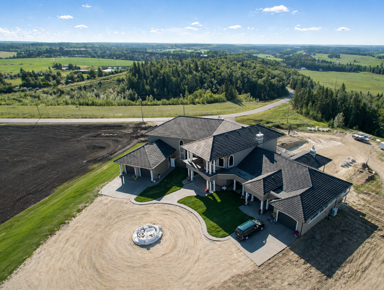 Modern energy-efficient home built with Element ICF in a sunlit landscape